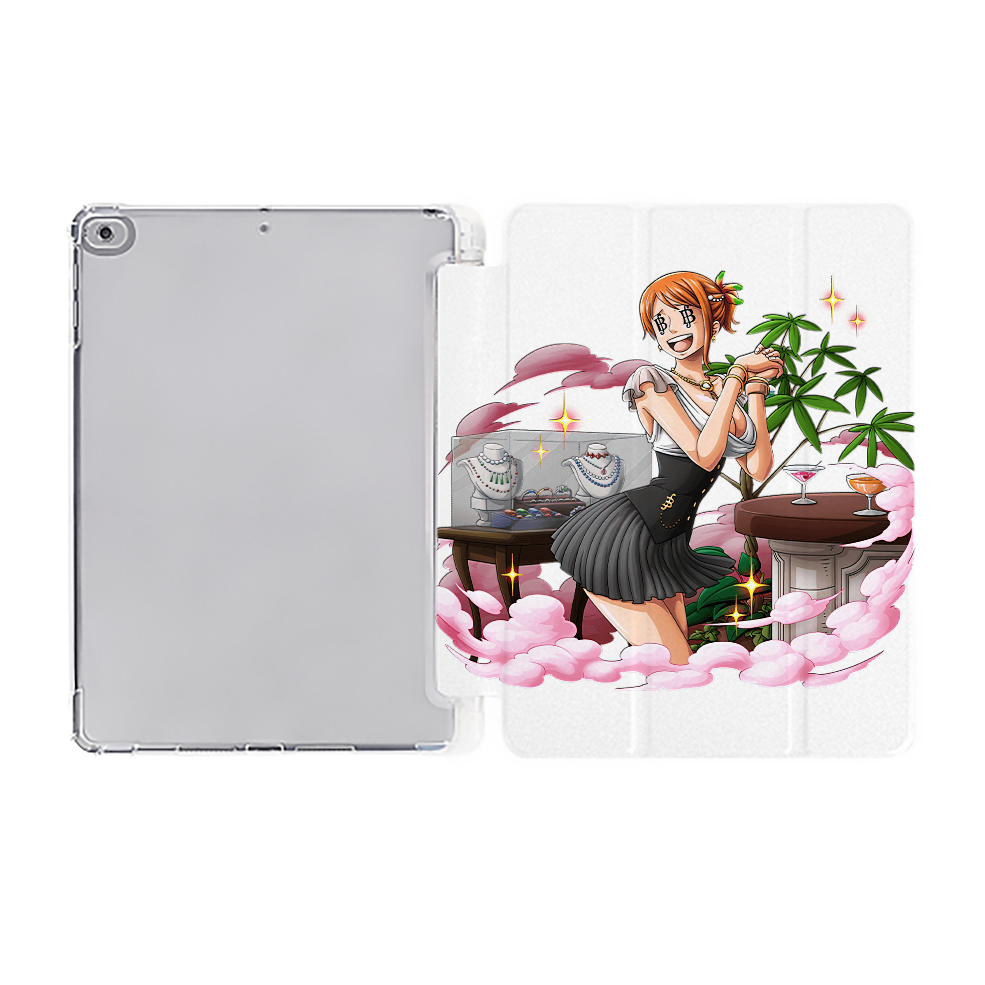 （画像用） ワンピース ナミ ONE PIECE Nami IPad ケース ペン収納付き 三つ折りスタンド PUレザー×シリコン 対応機種9.5/10.5/10.9インチ